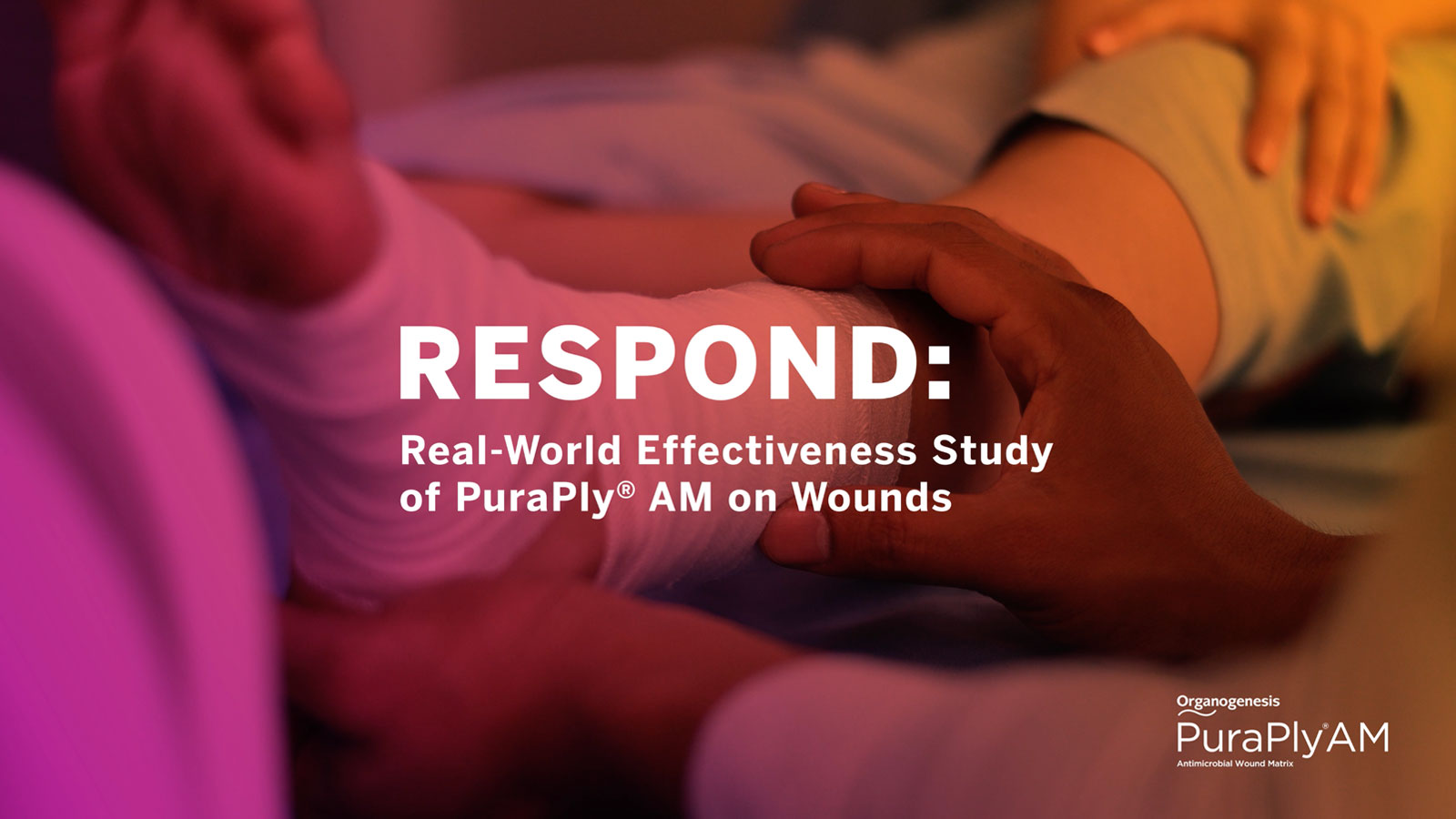 The opening frame from the RESPOND: Real-World Effectiveness Study of PuraPly AM on Wounds video